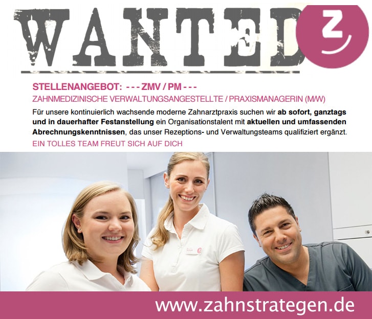 Stellenanzeigen zahnstrategen ZMV-PM